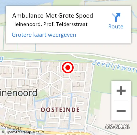 Locatie op kaart van de 112 melding: Ambulance Met Grote Spoed Naar Heinenoord, Prof. Teldersstraat op 1 mei 2022 09:24