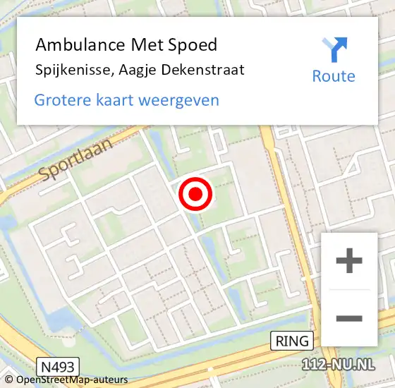 Locatie op kaart van de 112 melding: Ambulance Met Spoed Naar Spijkenisse, Aagje Dekenstraat op 1 mei 2022 09:37