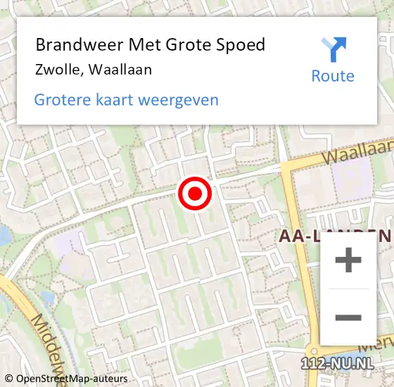 Locatie op kaart van de 112 melding: Brandweer Met Grote Spoed Naar Zwolle, Waallaan op 1 mei 2022 10:26