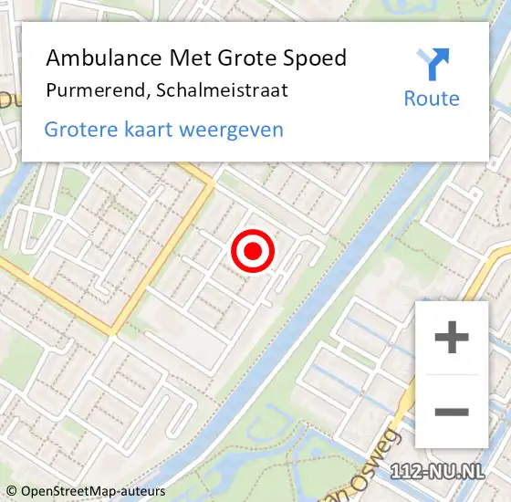 Locatie op kaart van de 112 melding: Ambulance Met Grote Spoed Naar Purmerend, Schalmeistraat op 1 mei 2022 10:31