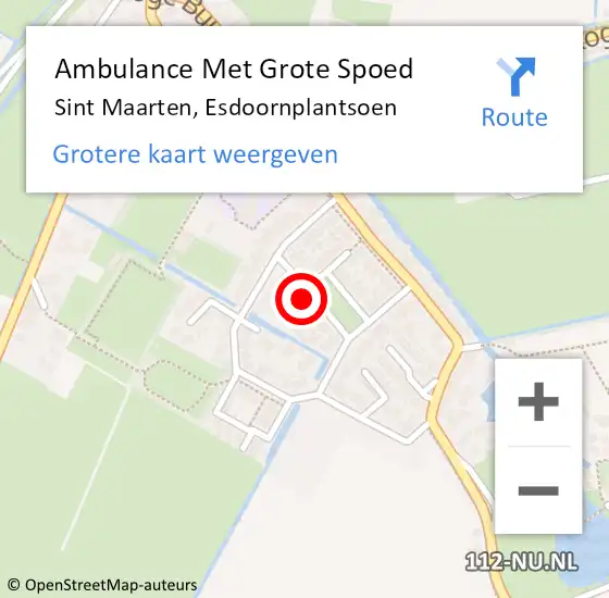 Locatie op kaart van de 112 melding: Ambulance Met Grote Spoed Naar Sint Maarten, Esdoornplantsoen op 1 mei 2022 11:36