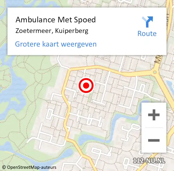 Locatie op kaart van de 112 melding: Ambulance Met Spoed Naar Zoetermeer, Kuiperberg op 1 mei 2022 11:43