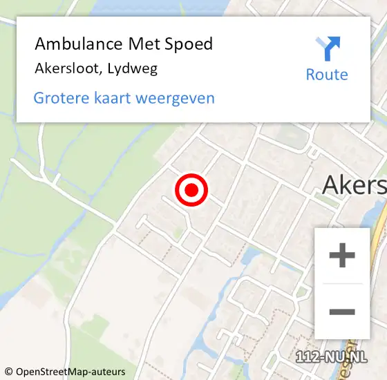 Locatie op kaart van de 112 melding: Ambulance Met Spoed Naar Akersloot, Lydweg op 1 mei 2022 12:09