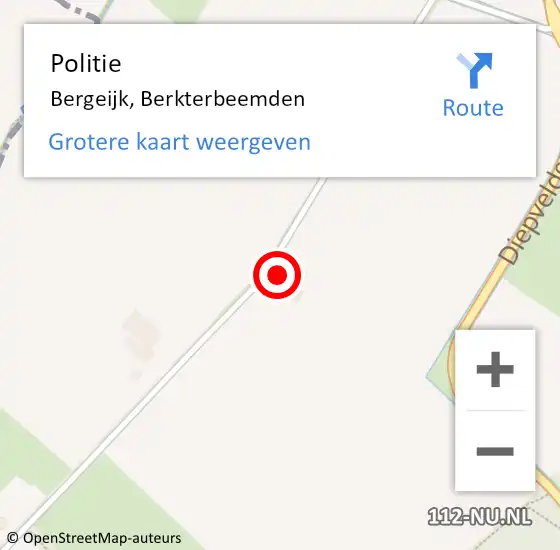 Locatie op kaart van de 112 melding: Politie Bergeijk, Berkterbeemden op 1 mei 2022 12:13