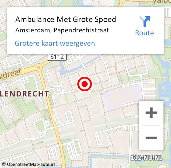 Locatie op kaart van de 112 melding: Ambulance Met Grote Spoed Naar Amsterdam-Zuidoost, Papendrechtstraat op 1 mei 2022 12:16