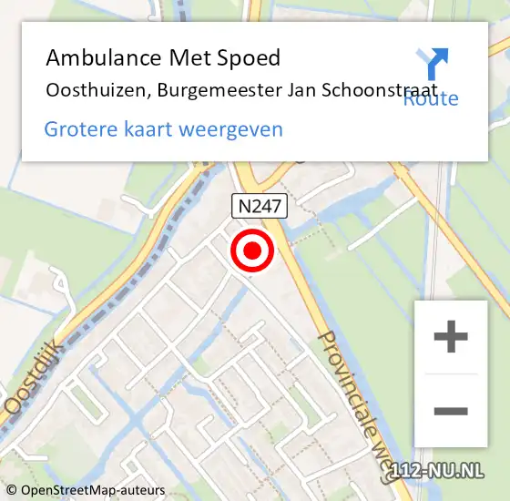 Locatie op kaart van de 112 melding: Ambulance Met Spoed Naar Oosthuizen, Burgemeester Jan Schoonstraat op 1 mei 2022 12:17