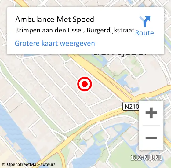 Locatie op kaart van de 112 melding: Ambulance Met Spoed Naar Krimpen aan den IJssel, Burgerdijkstraat op 1 mei 2022 12:38