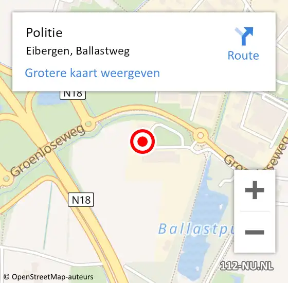 Locatie op kaart van de 112 melding: Politie Eibergen, Ballastweg op 1 mei 2022 12:44