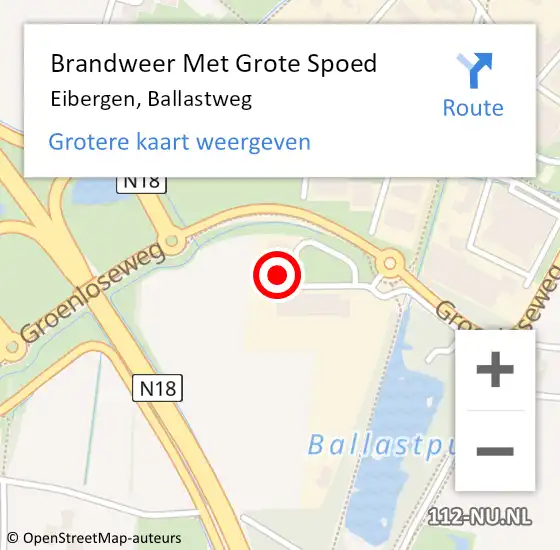 Locatie op kaart van de 112 melding: Brandweer Met Grote Spoed Naar Eibergen, Ballastweg op 1 mei 2022 12:45