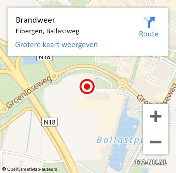 Locatie op kaart van de 112 melding: Brandweer Eibergen, Ballastweg op 1 mei 2022 12:46