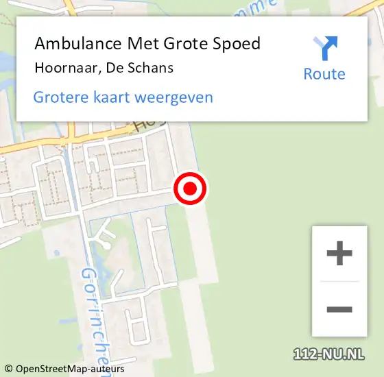 Locatie op kaart van de 112 melding: Ambulance Met Grote Spoed Naar Hoornaar, De Schans op 1 mei 2022 12:49