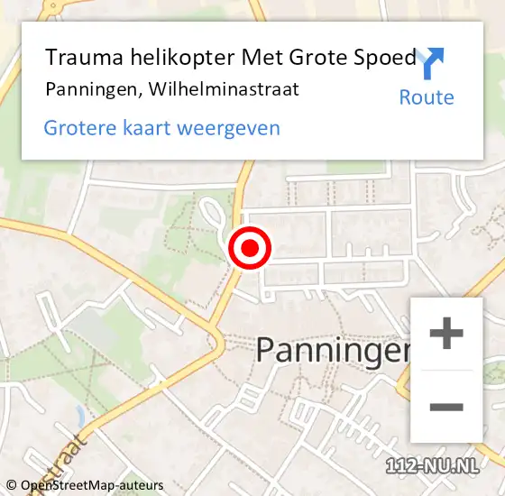 Locatie op kaart van de 112 melding: Trauma helikopter Met Grote Spoed Naar Panningen, Wilhelminastraat op 1 mei 2022 12:55