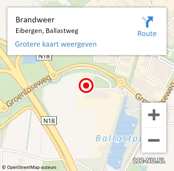 Locatie op kaart van de 112 melding: Brandweer Eibergen, Ballastweg op 1 mei 2022 13:17