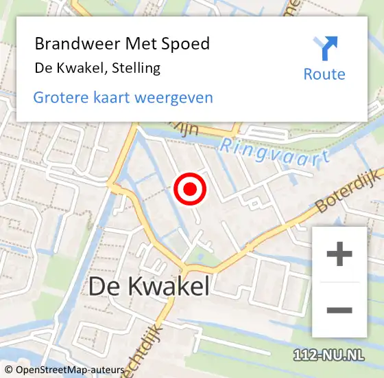 Locatie op kaart van de 112 melding: Brandweer Met Spoed Naar De Kwakel, Stelling op 1 mei 2022 13:18