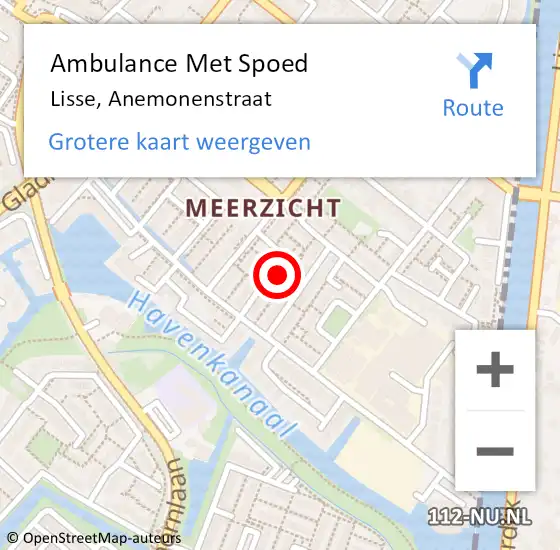 Locatie op kaart van de 112 melding: Ambulance Met Spoed Naar Lisse, Anemonenstraat op 1 mei 2022 13:35