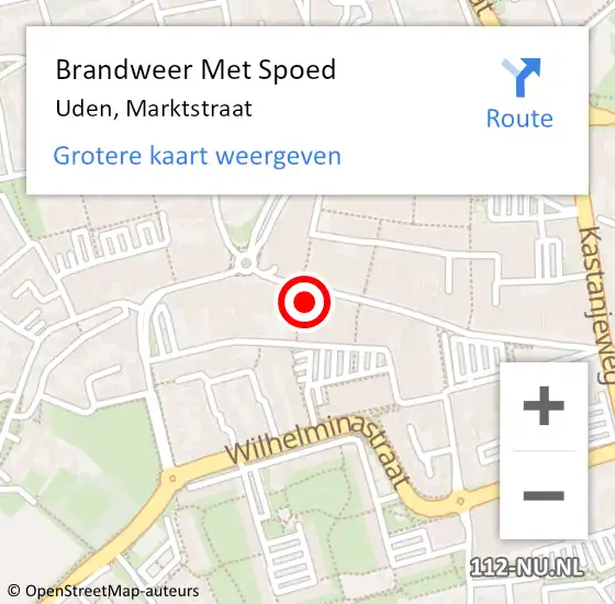Locatie op kaart van de 112 melding: Brandweer Met Spoed Naar Uden, Marktstraat op 1 mei 2022 14:25