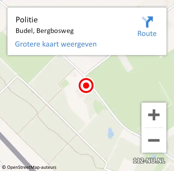 Locatie op kaart van de 112 melding: Politie Budel, Bergbosweg op 1 mei 2022 14:26