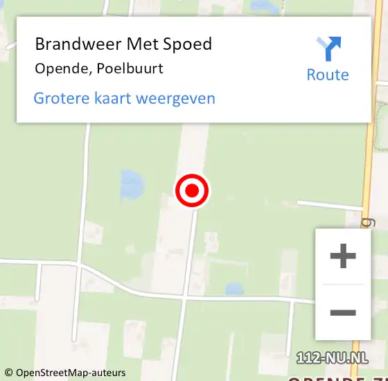 Locatie op kaart van de 112 melding: Brandweer Met Spoed Naar Opende, Poelbuurt op 16 juli 2014 08:11