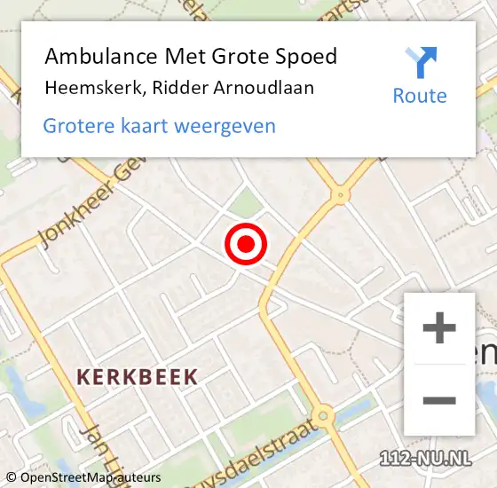 Locatie op kaart van de 112 melding: Ambulance Met Grote Spoed Naar Heemskerk, Ridder Arnoudlaan op 1 mei 2022 14:41
