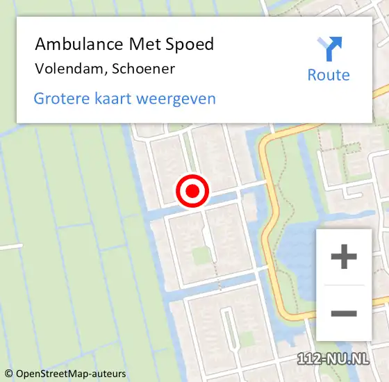 Locatie op kaart van de 112 melding: Ambulance Met Spoed Naar Volendam, Schoener op 1 mei 2022 14:51