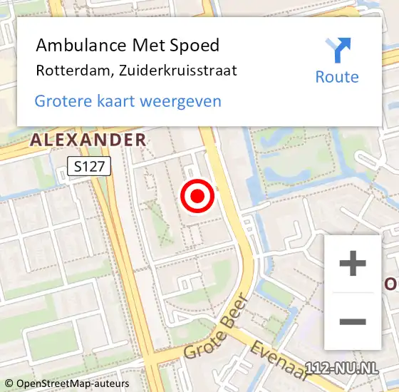 Locatie op kaart van de 112 melding: Ambulance Met Spoed Naar Rotterdam, Zuiderkruisstraat op 1 mei 2022 15:03