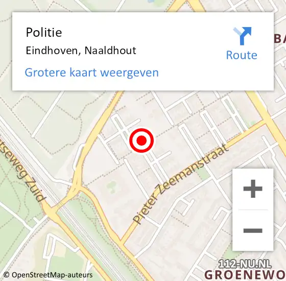 Locatie op kaart van de 112 melding: Politie Eindhoven, Naaldhout op 1 mei 2022 15:13