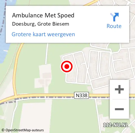 Locatie op kaart van de 112 melding: Ambulance Met Spoed Naar Doesburg, Grote Biesem op 1 mei 2022 15:22