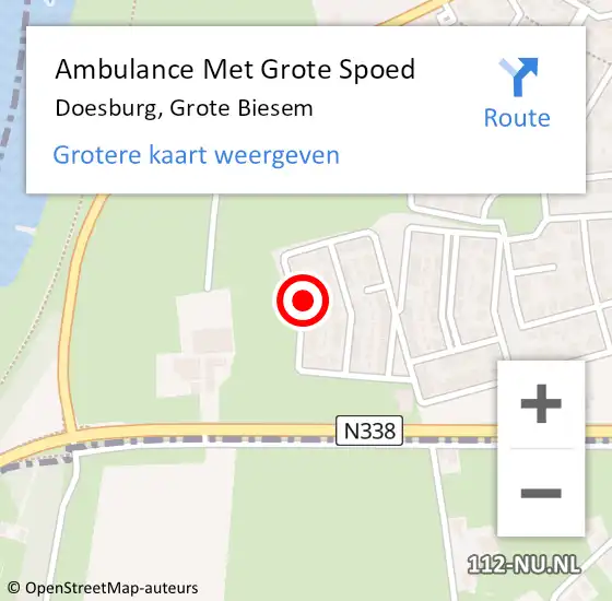 Locatie op kaart van de 112 melding: Ambulance Met Grote Spoed Naar Doesburg, Grote Biesem op 1 mei 2022 15:23