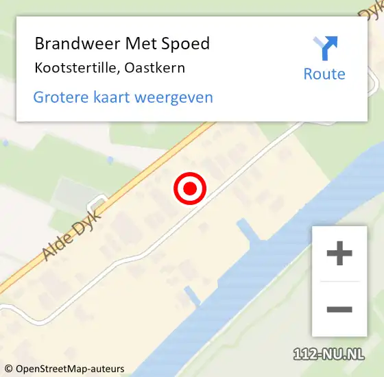 Locatie op kaart van de 112 melding: Brandweer Met Spoed Naar Kootstertille, Oastkern op 1 mei 2022 15:28