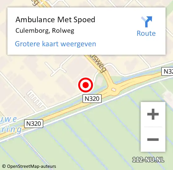 Locatie op kaart van de 112 melding: Ambulance Met Spoed Naar Culemborg, Rolweg op 1 mei 2022 15:51