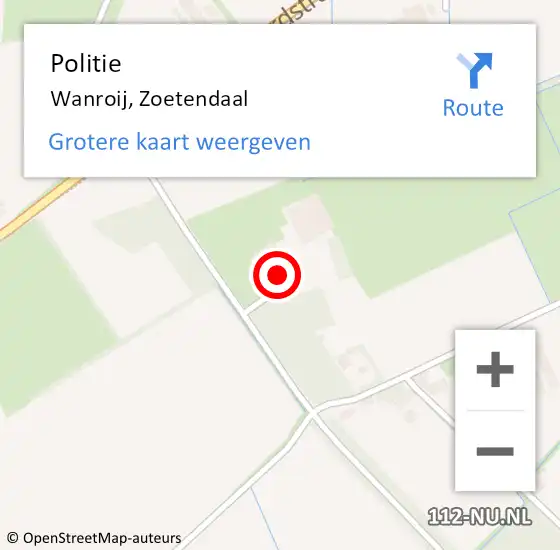 Locatie op kaart van de 112 melding: Politie Wanroij, Zoetendaal op 1 mei 2022 15:54