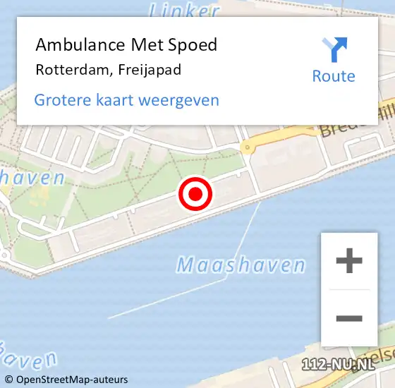 Locatie op kaart van de 112 melding: Ambulance Met Spoed Naar Rotterdam, Freijapad op 1 mei 2022 16:31