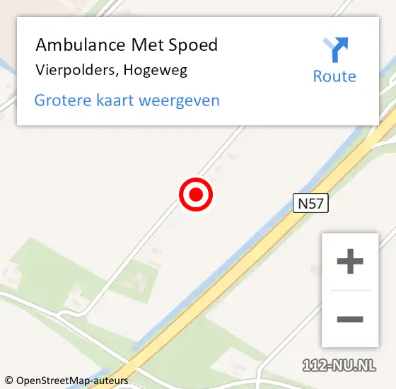 Locatie op kaart van de 112 melding: Ambulance Met Spoed Naar Vierpolders, Hogeweg op 1 mei 2022 16:31