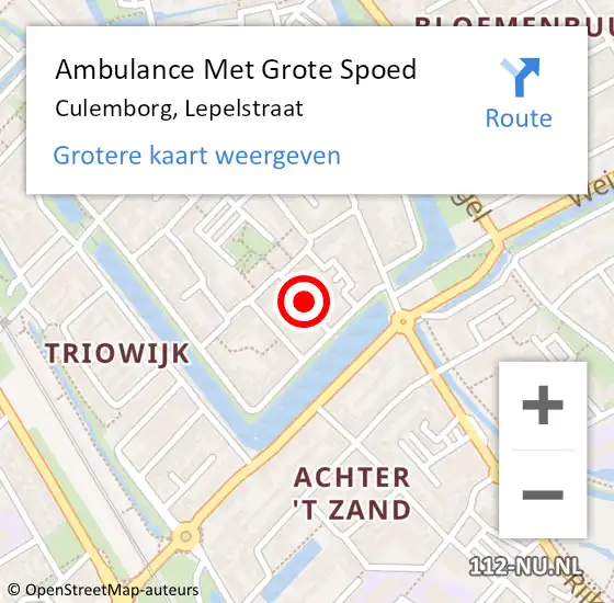 Locatie op kaart van de 112 melding: Ambulance Met Grote Spoed Naar Culemborg, Lepelstraat op 1 mei 2022 16:35