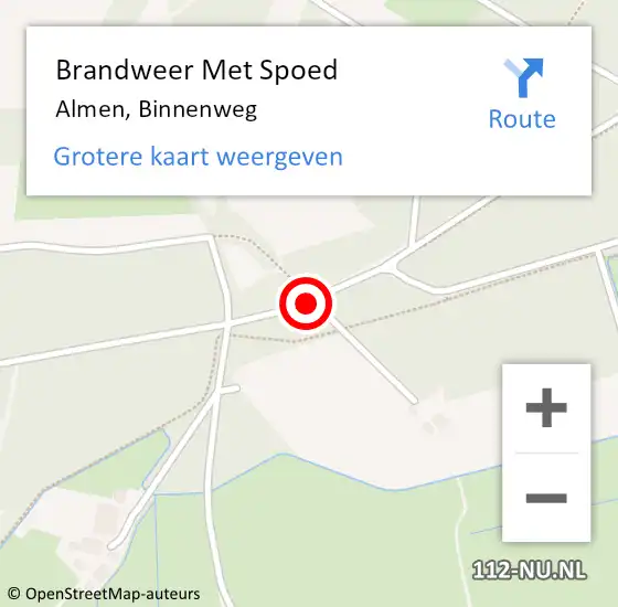 Locatie op kaart van de 112 melding: Brandweer Met Spoed Naar Almen, Binnenweg op 16 juli 2014 08:27