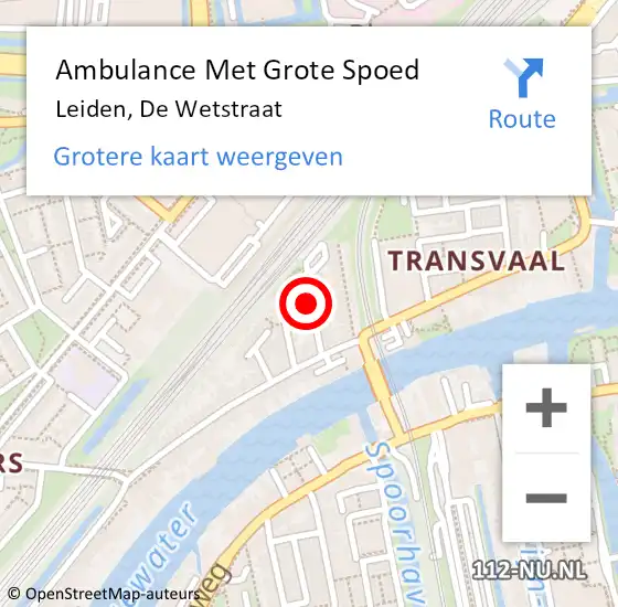 Locatie op kaart van de 112 melding: Ambulance Met Grote Spoed Naar Leiden, De Wetstraat op 1 mei 2022 16:40