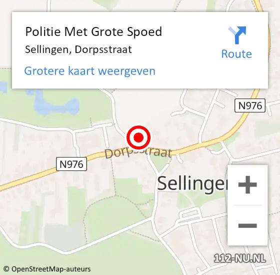 Locatie op kaart van de 112 melding: Politie Met Grote Spoed Naar Sellingen, Dorpsstraat op 1 mei 2022 16:43