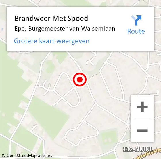 Locatie op kaart van de 112 melding: Brandweer Met Spoed Naar Epe, Burgemeester van Walsemlaan op 1 mei 2022 16:55