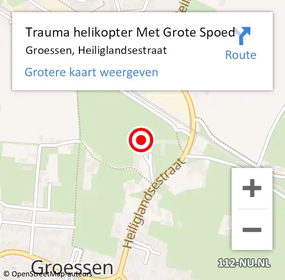 Locatie op kaart van de 112 melding: Trauma helikopter Met Grote Spoed Naar Groessen, Heiliglandsestraat op 1 mei 2022 16:56