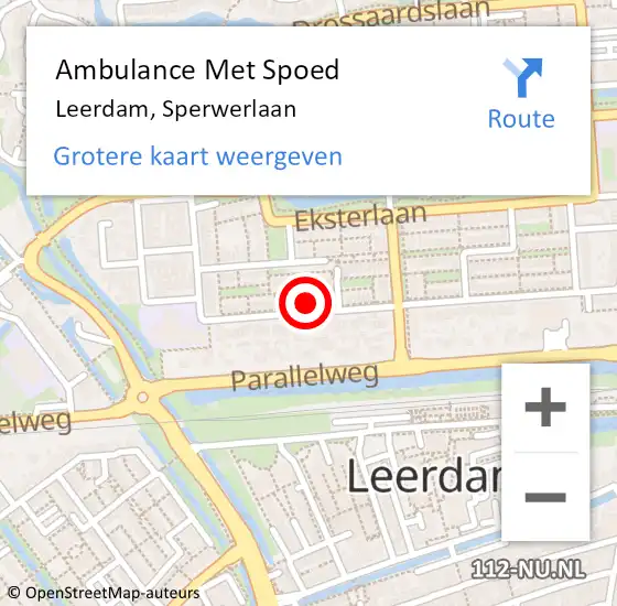 Locatie op kaart van de 112 melding: Ambulance Met Spoed Naar Leerdam, Sperwerlaan op 1 mei 2022 17:05