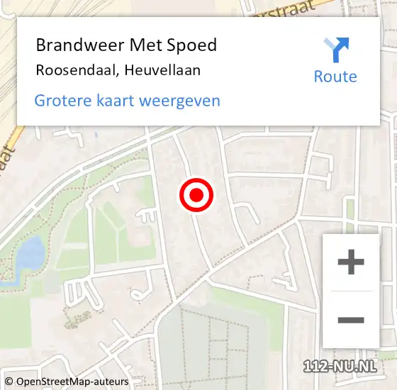 Locatie op kaart van de 112 melding: Brandweer Met Spoed Naar Roosendaal, Heuvellaan op 1 mei 2022 17:24