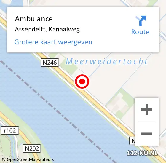 Locatie op kaart van de 112 melding: Ambulance Assendelft, Kanaalweg op 1 mei 2022 17:28