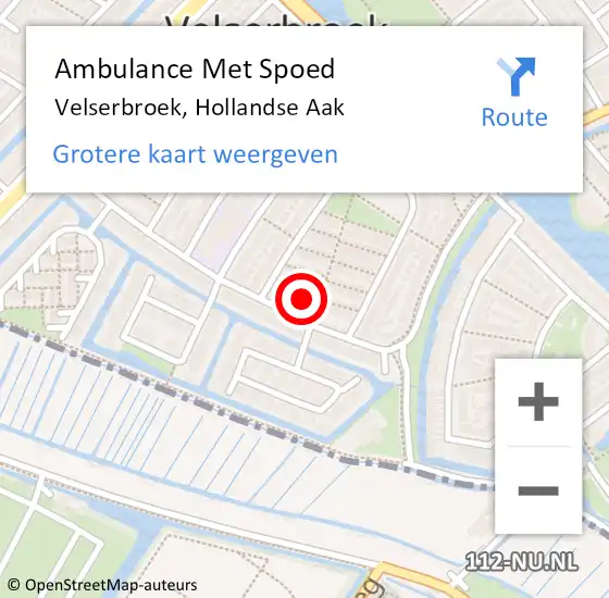 Locatie op kaart van de 112 melding: Ambulance Met Spoed Naar Velserbroek, Hollandse Aak op 1 mei 2022 17:29