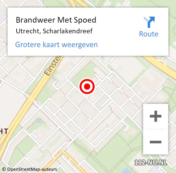 Locatie op kaart van de 112 melding: Brandweer Met Spoed Naar Utrecht, Scharlakendreef op 1 mei 2022 17:32