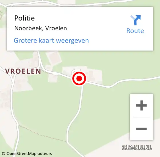 Locatie op kaart van de 112 melding: Politie Noorbeek, Vroelen op 1 mei 2022 17:33