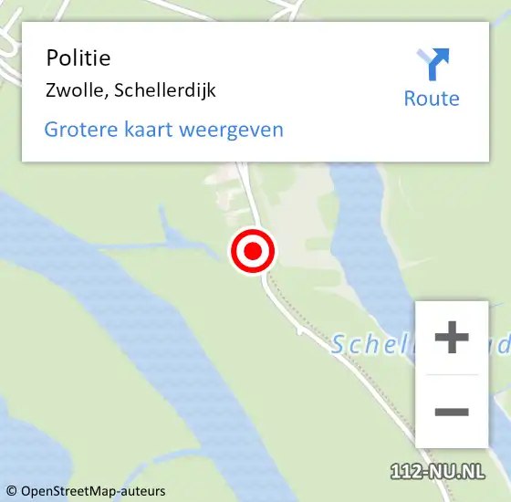 Locatie op kaart van de 112 melding: Politie Zwolle, Schellerdijk op 1 mei 2022 17:34