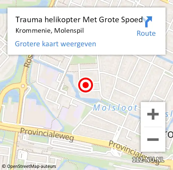 Locatie op kaart van de 112 melding: Trauma helikopter Met Grote Spoed Naar Krommenie, Molenspil op 1 mei 2022 17:38
