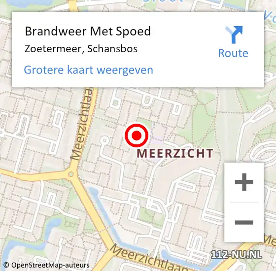 Locatie op kaart van de 112 melding: Brandweer Met Spoed Naar Zoetermeer, Schansbos op 1 mei 2022 17:41