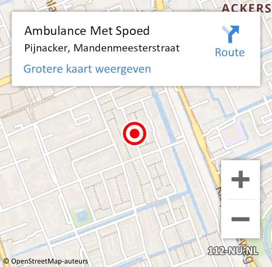 Locatie op kaart van de 112 melding: Ambulance Met Spoed Naar Pijnacker, Mandenmeesterstraat op 1 mei 2022 17:43