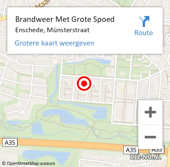 Locatie op kaart van de 112 melding: Brandweer Met Grote Spoed Naar Enschede, Münsterstraat op 1 mei 2022 17:52